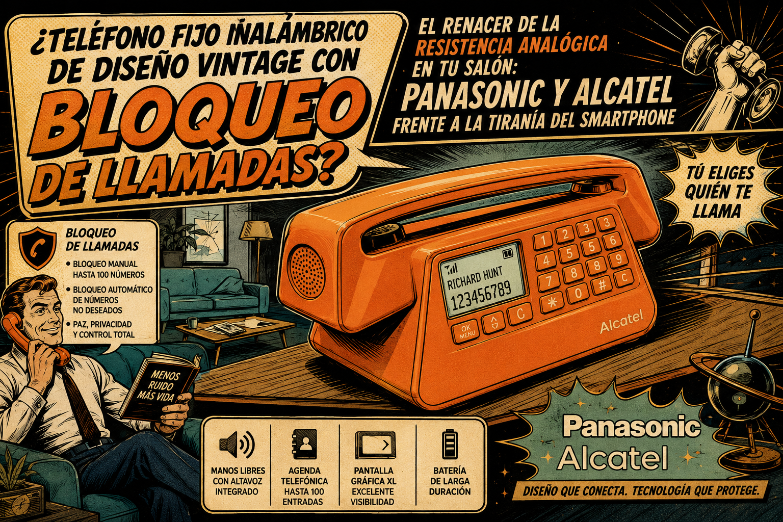 ¿Teléfono fijo inalámbrico de diseño vintage con bloqueo de llamadas? 3 ¿Teléfono fijo inalámbrico de diseño vintage con bloqueo de llamadas? 3