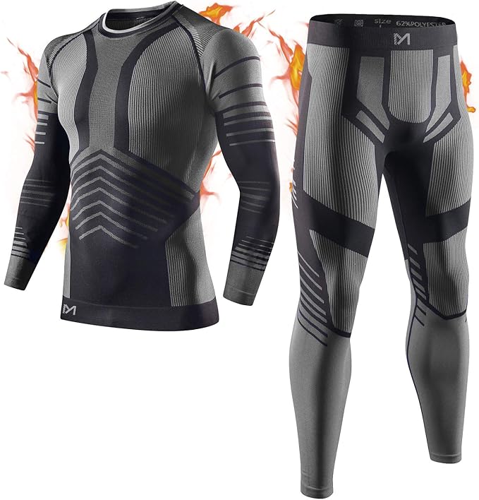 MEETYOO Conjuntos térmicos Hombre, Ropa Interior Térmica Leggings Compresión Camiseta para Esquí Running Ciclismo